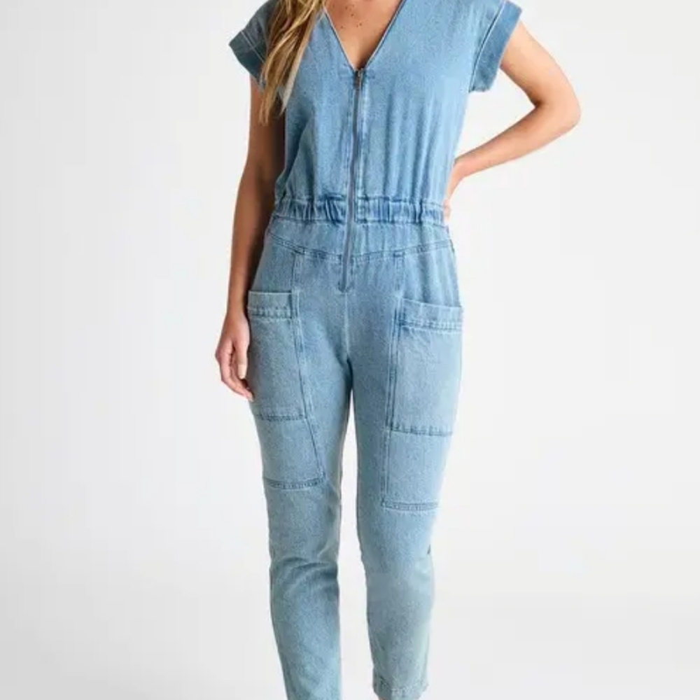 Cindy Utility Jumpsuit By Splendid In Mediun Wash Denim Woman Size M